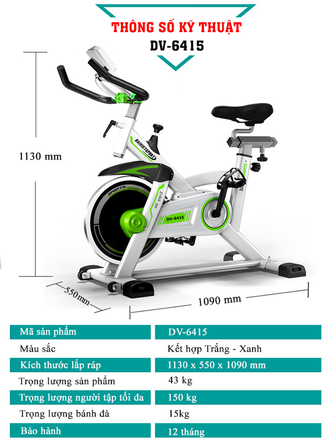 thông số xe đạp tập thể thao Đại Việt DV-6415