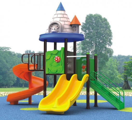 Khối nhà chòi 2 máng trượt xoắn